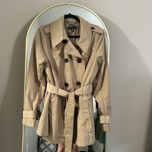 Worthington Beige Double-Breasted Trench Coat
